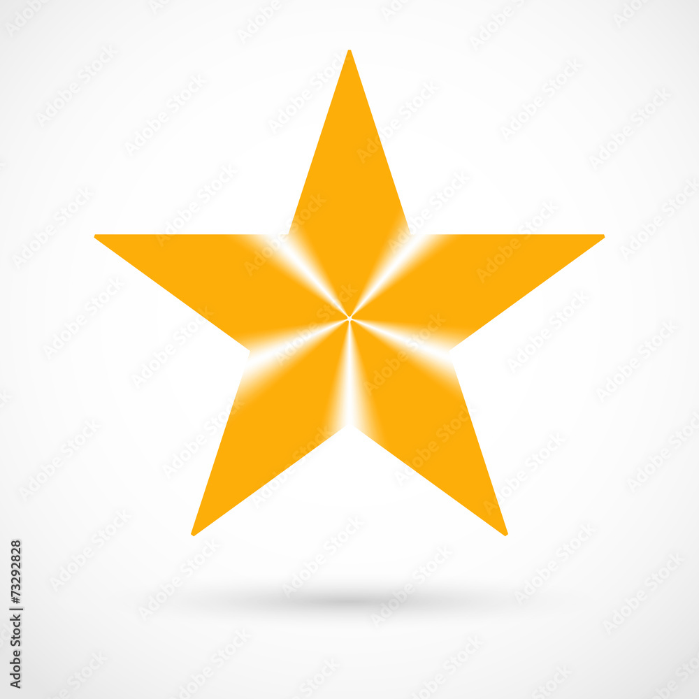 Obraz premium Yellow star with shadow on gray background