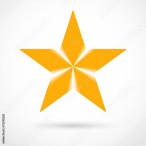 Yellow star with shadow on gray background