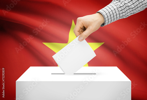 Ballot box with national flag on background - Vietnam