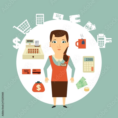 grocery store cashier illustration