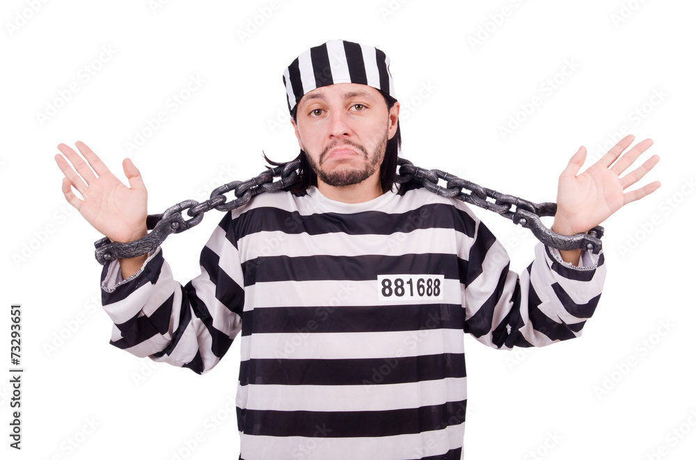 Prison inmate isolated on the white background Prison inmate isolated on the white background