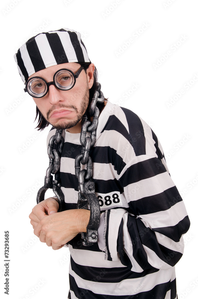 Prison inmate isolated on the white background Prison inmate isolated on the white background