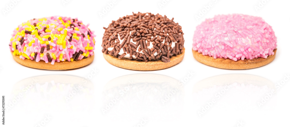 Marshmallow Cookies On White With Reflection Marshmallow Cookies On White With Reflection