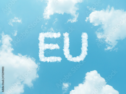 cloud words with design on blue sky background