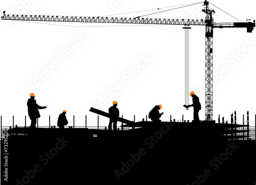 five workers building house
