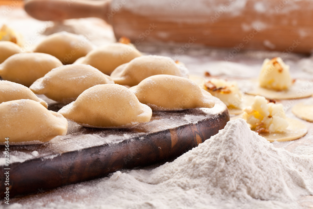 Vareniki (dumplings) with potatoes and onion. Vareniki (dumplings) with potatoes and onion.