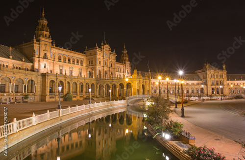 Seville - Plaza de Espana square at night