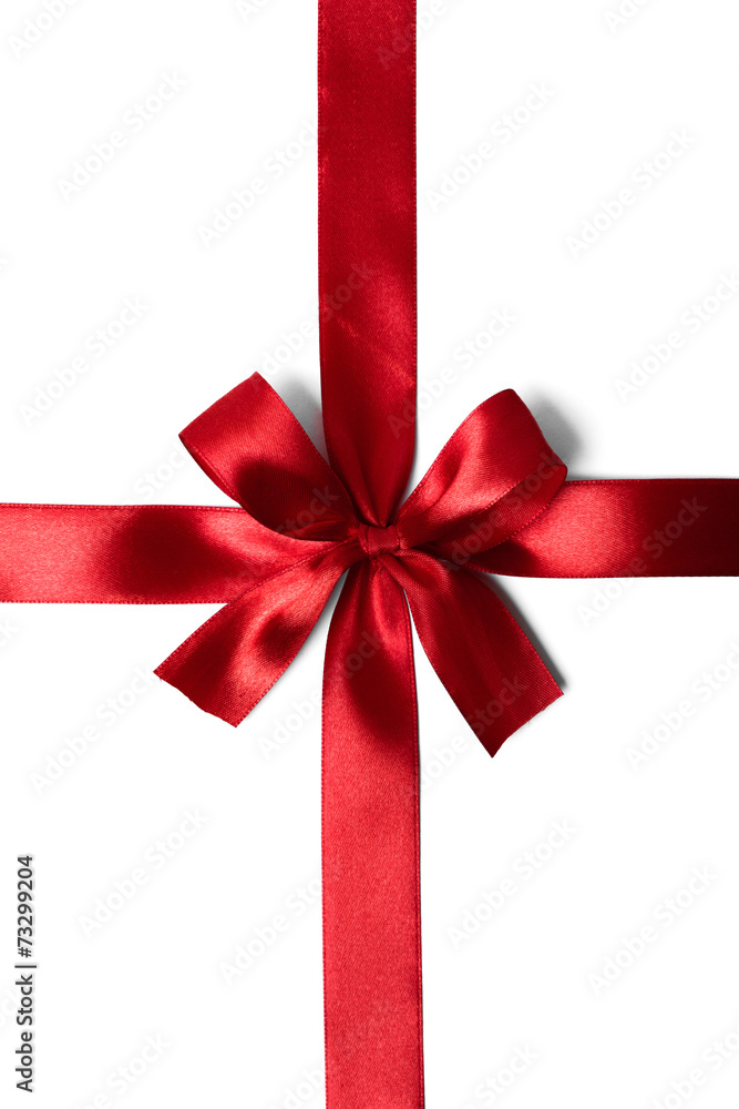 Shiny red satin ribbon on white background Shiny red satin ribbon on white background
