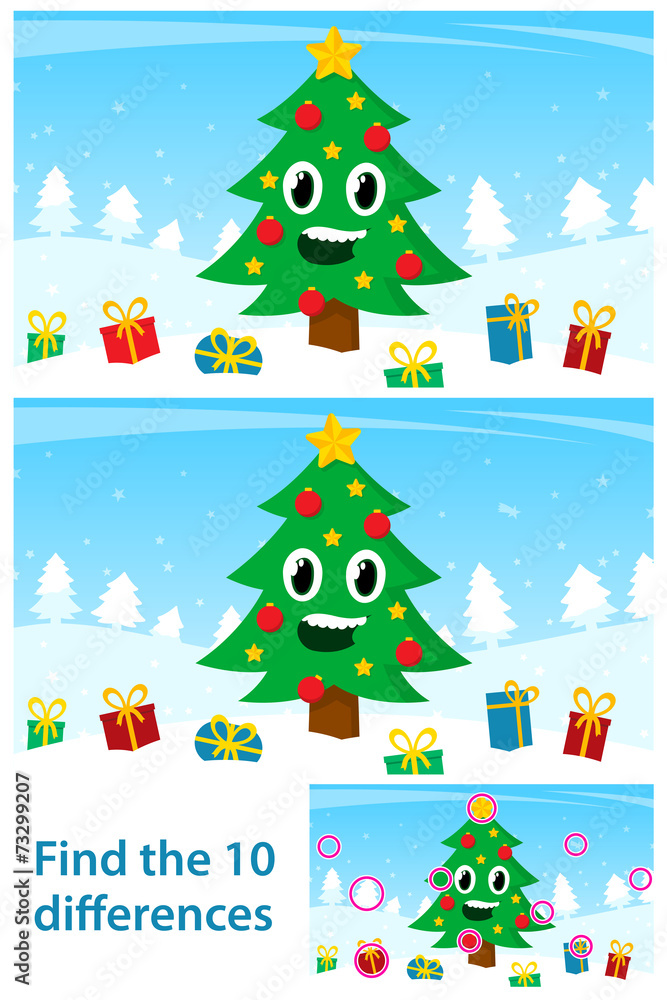 Kids puzzle with a happy Christmas tree Kids puzzle with a happy Christmas tree