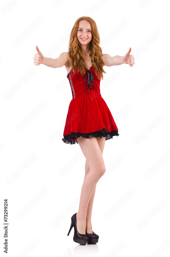 Woman giving thumbs up isolated on white Woman giving thumbs up isolated on white