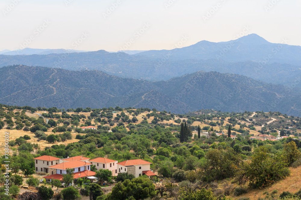 Lefkara village with mountains, Cyprus