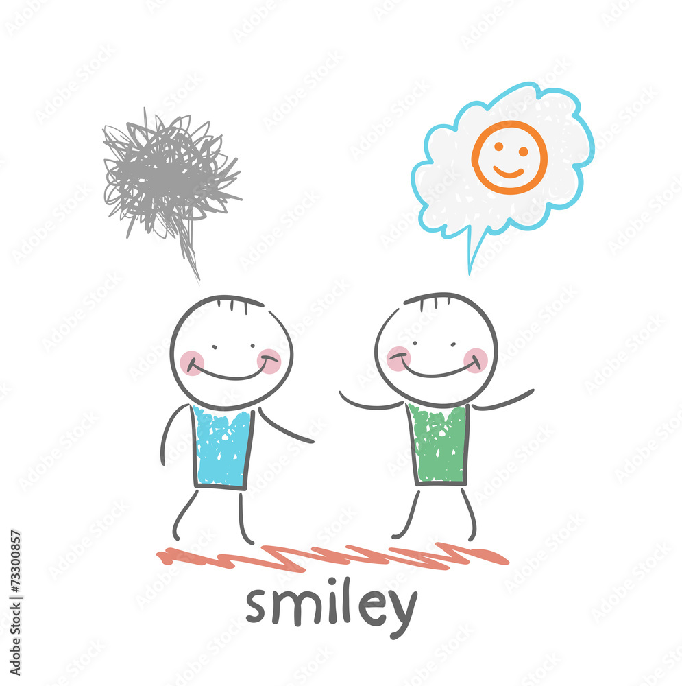 one thinks about smileys, the other person sad one thinks about smileys, the other person sad