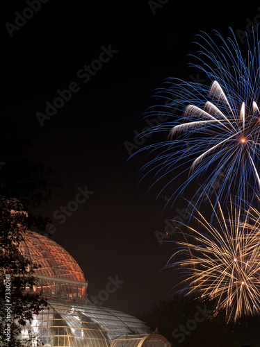 Fireworks light up Sefton Park Palm House, Liverpool,UK photo