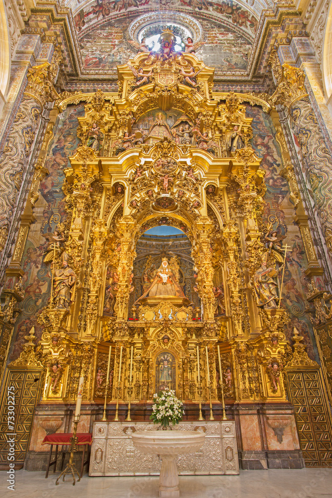 Seville - The baroque side altar of Church of El Salvador