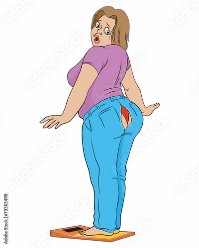 Thick woman on scales