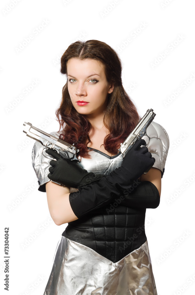 Woman in tech concept isolated on white Woman in tech concept isolated on white