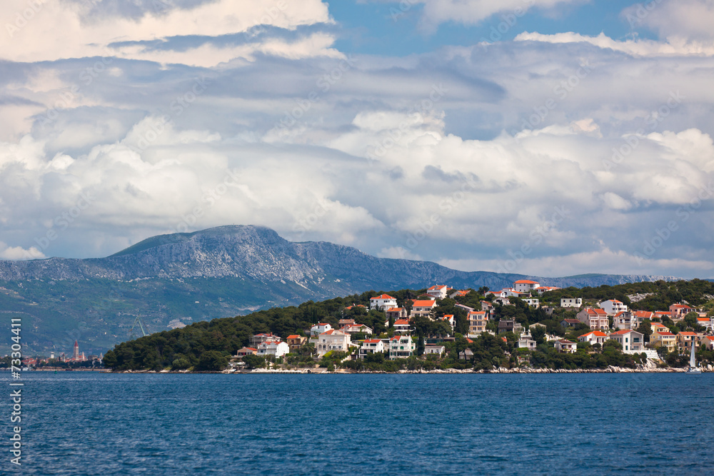 Ciovo island, Trogir area, Croatia view from the sea.