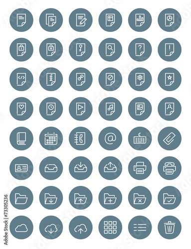 Thin line document icons set for web and mobile apps