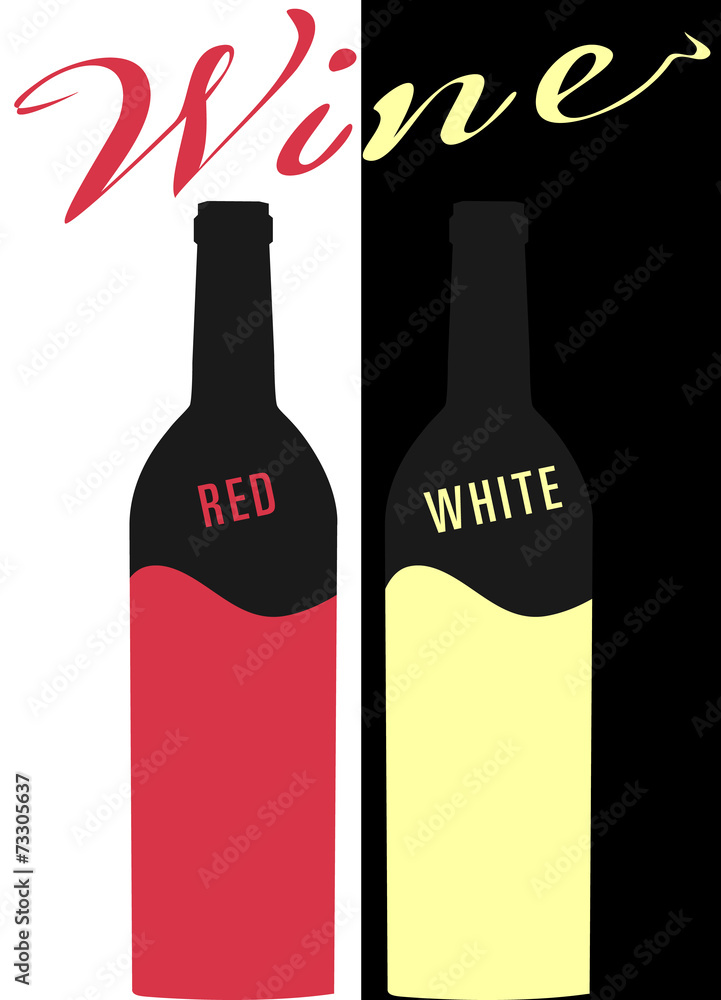 Bottle of wine red and white vector image. Flat