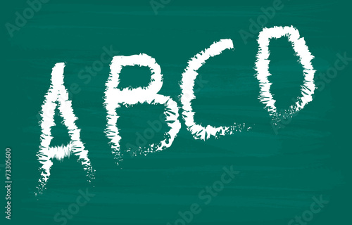 Alphabet on chalkboard. Letters A, B, C, D. Vector