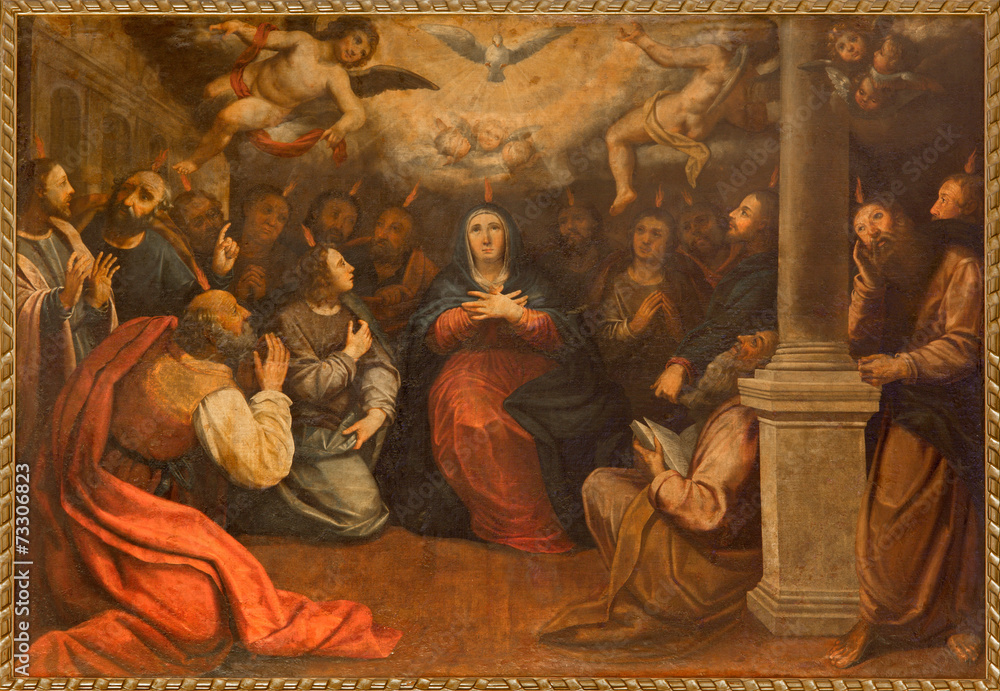 Seville - The paint of Pentecost in church  San Roque