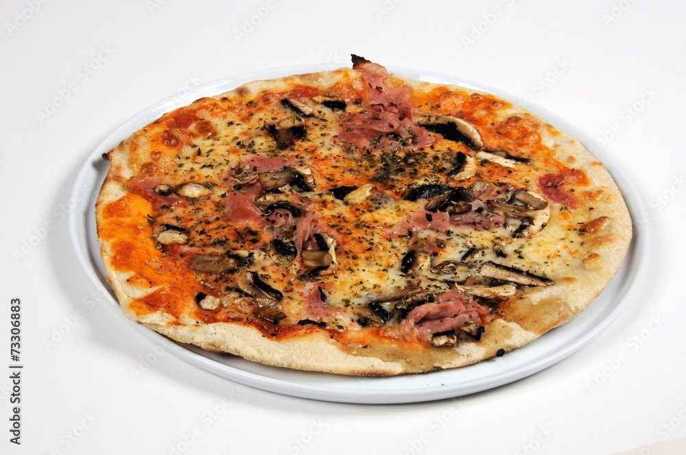 Authentic Italian Ham and mushroom pizza © Arena Photo UK