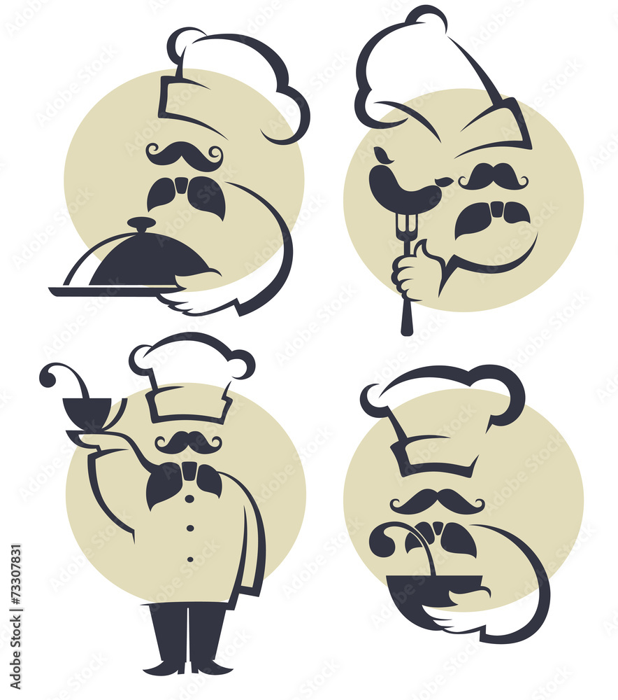 cooking symbols, food and chef silhouettes cooking symbols, food and chef silhouettes