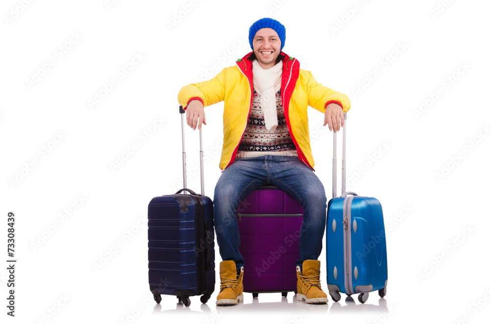 Man preparing for winter vacation Man preparing for winter vacation