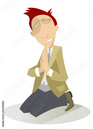 Men is praying in the kneel