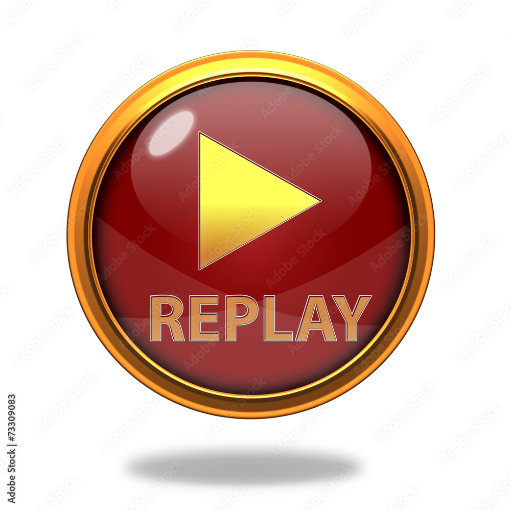 Replay circular icon on white background Replay circular icon on white background