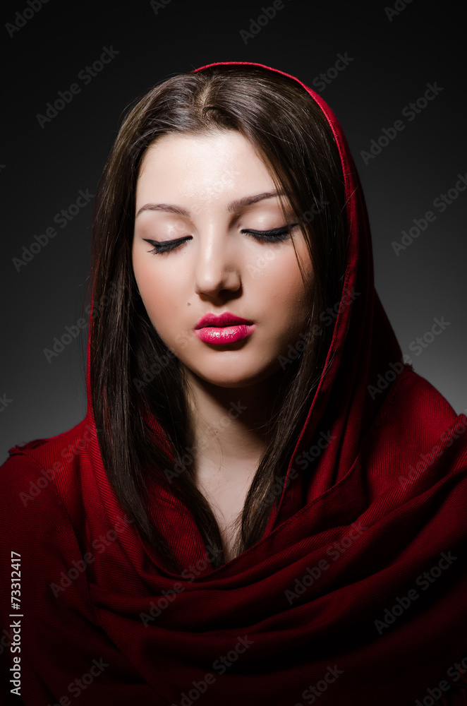 Portrait of the young woman with headscarf Portrait of the young woman with headscarf