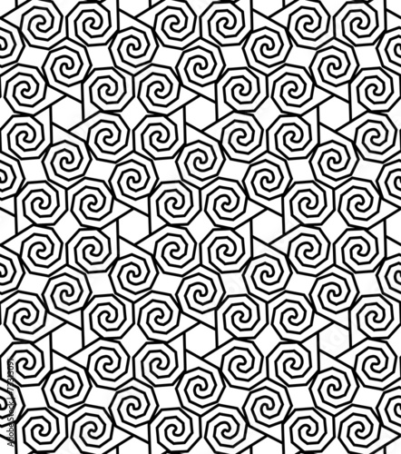 Black and white seamless pattern with twist line style.