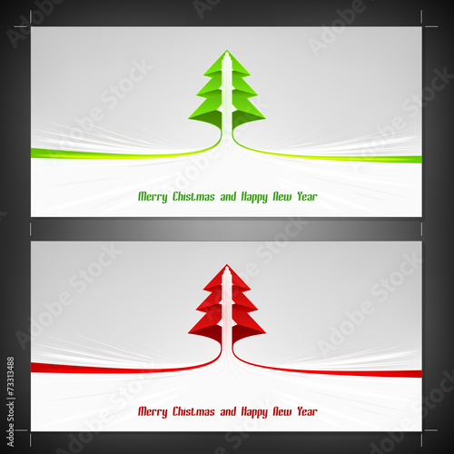 bright wide format christmas card template with ribbon stripe