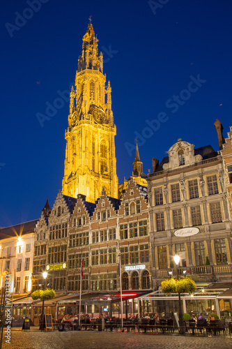 Antwerp - Towers of cathedral and Grote Markt square