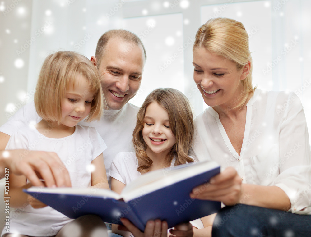 happy family with book at home happy family with book at home