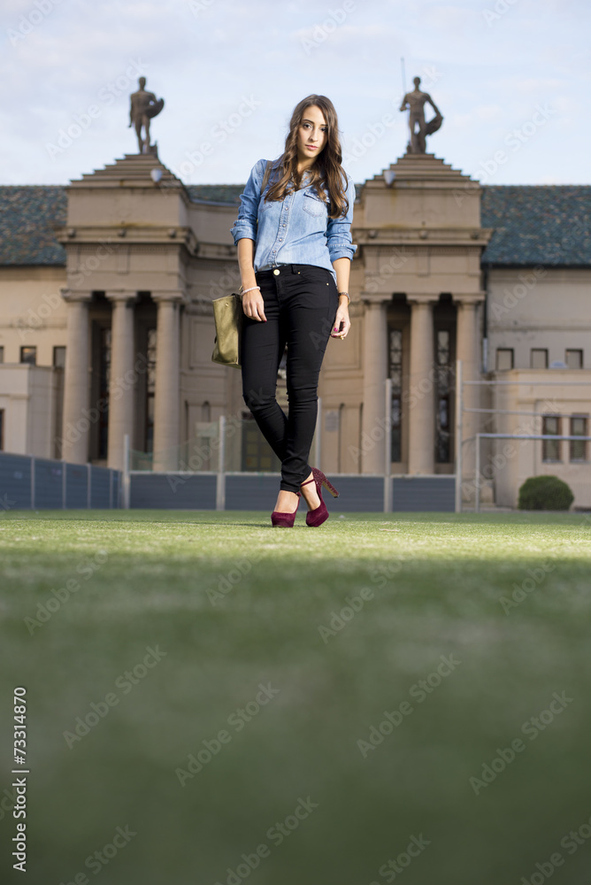 Girl posing in her autumn outfit