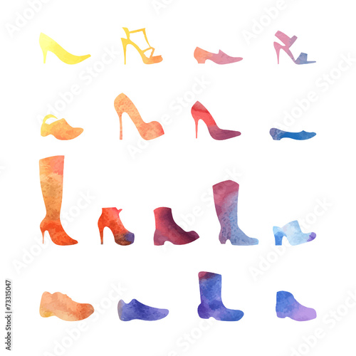 color set of different shoes