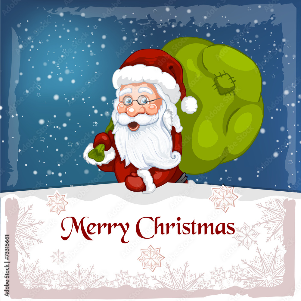 Happy Santa Claus over white blank Happy Santa Claus over white blank