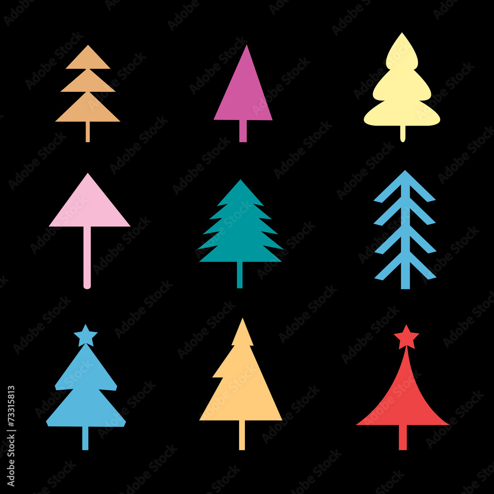 Obraz premium Set of different Christmas trees signs