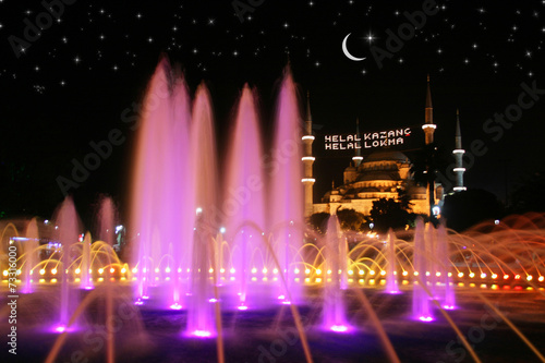 Starry Night at Blue Mosque in Istanbul,Turkey