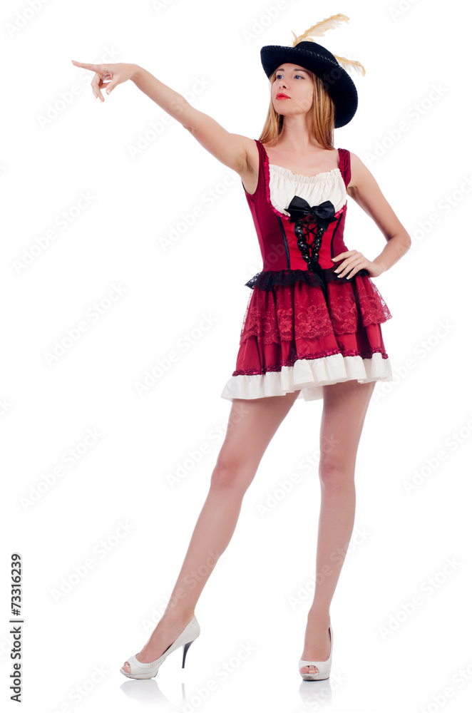 Woman pirate isolated on the white background Woman pirate isolated on the white background