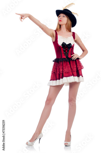 Woman pirate isolated on the white background
