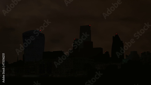 Big City Skyscrapers Power Outage Blackout City of London
