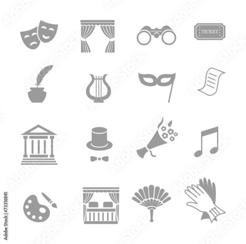 Theater acting  icons set black vector