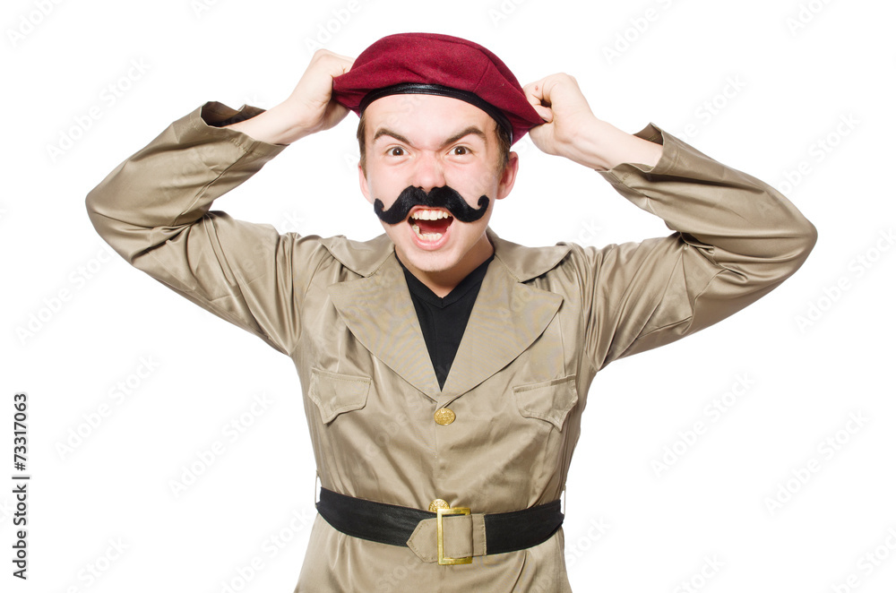 Funny soldier in military concept Funny soldier in military concept
