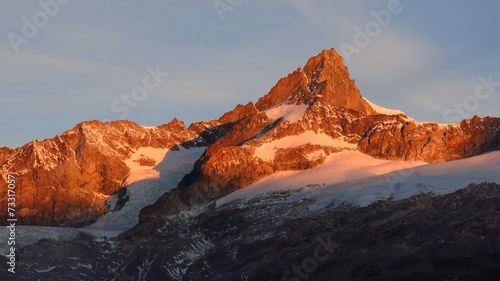 Zinalrothorn at sunrise, morning scene in Zermatt