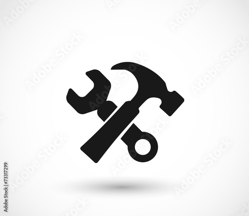 Wrench and hammer icon vector