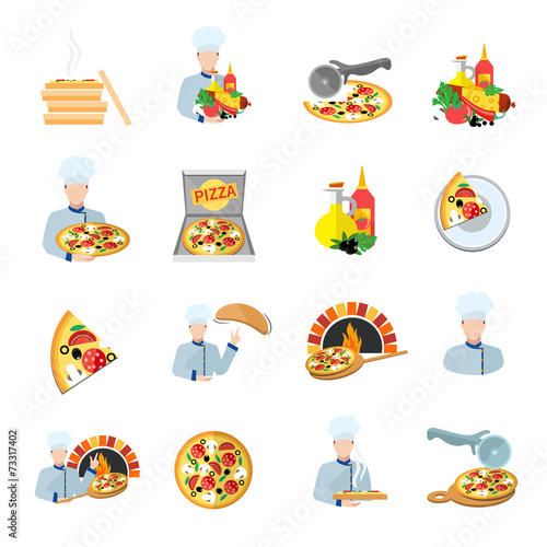 Pizza maker icon set