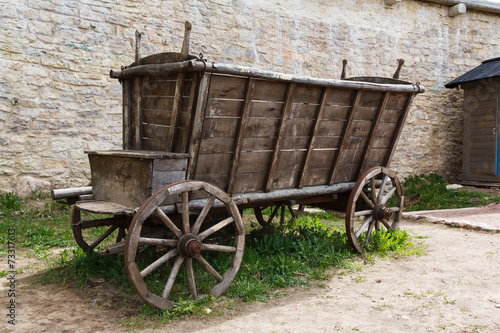 Empty and old wooden cart