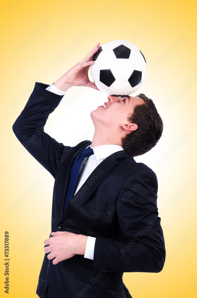 Man with football isolated on white Man with football isolated on white